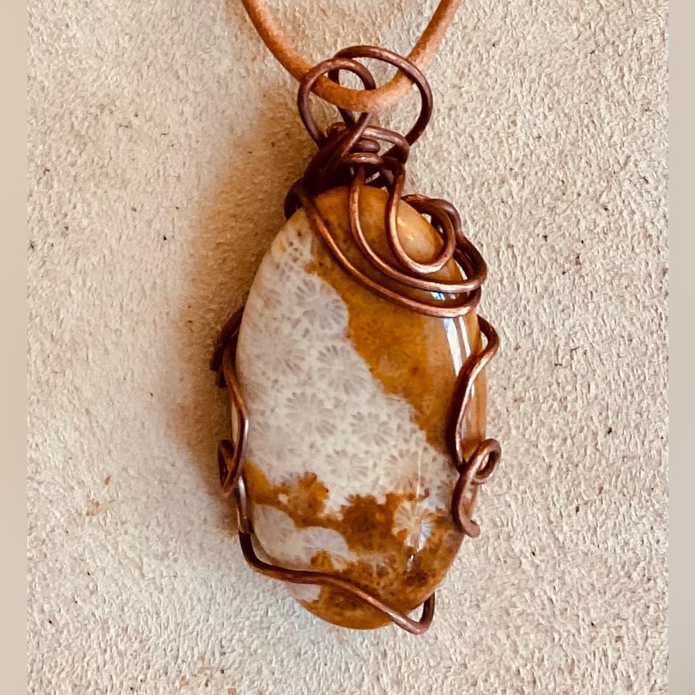 Coral Fossil in Copper Necklace